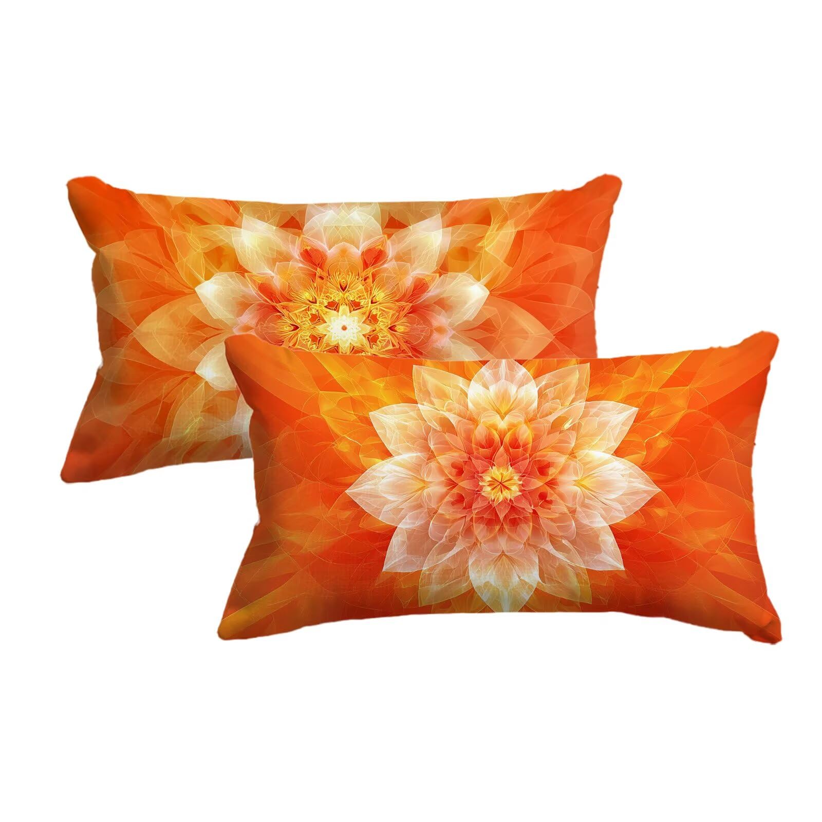 Housse coussin exterieur orange 50x80 lot de 2 taie oreiller impermeable pour chaise