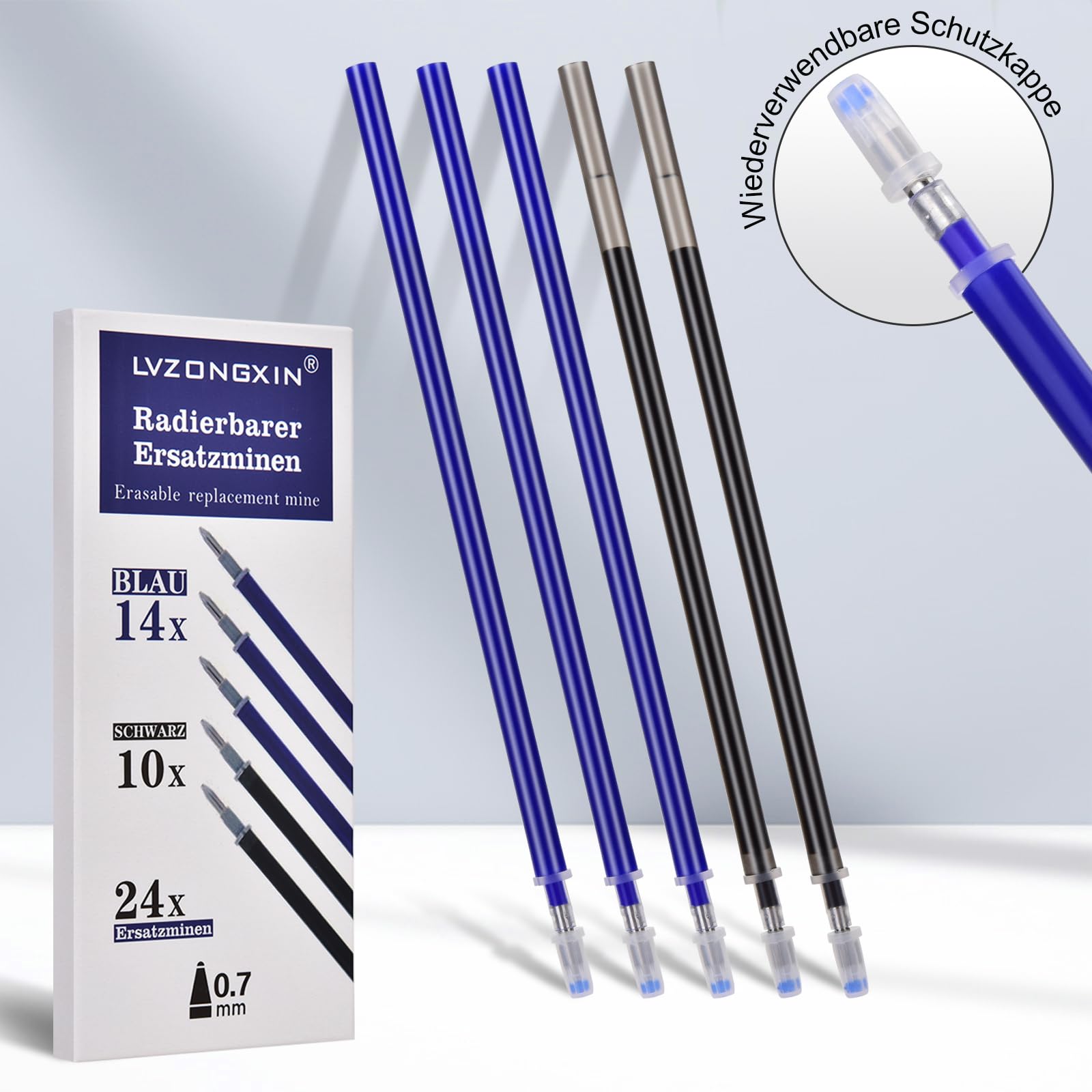 24 Ricariche Cancellabili Per Penne Legami – 8 Colori, Punta 0,7 Mm, Inchiostro Termosensibile, Altezza 13 Cm