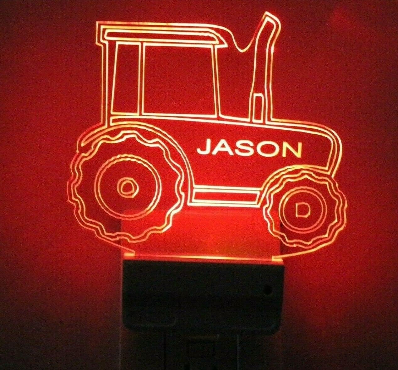 MIRROR MANIA Night Light Multi Color Personalized LED Plug-in, Ultra-Slim Touch Night Light Smart Dusk to Dawn Sensor, Kids Children's Bedroom Kitchen Bathroom Hallway Play Room Variations (Tractor)