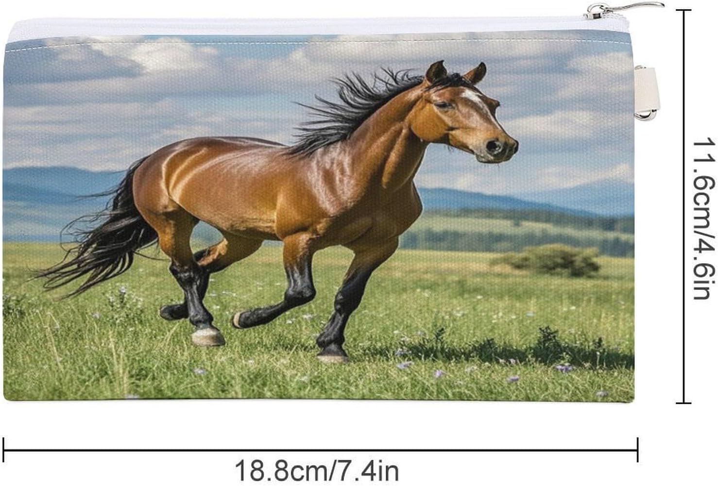 Horse Running in Field Coin Purse Coin Pouch with Zipper for Men Women Portable Change Wallet Canvas Coin Bag