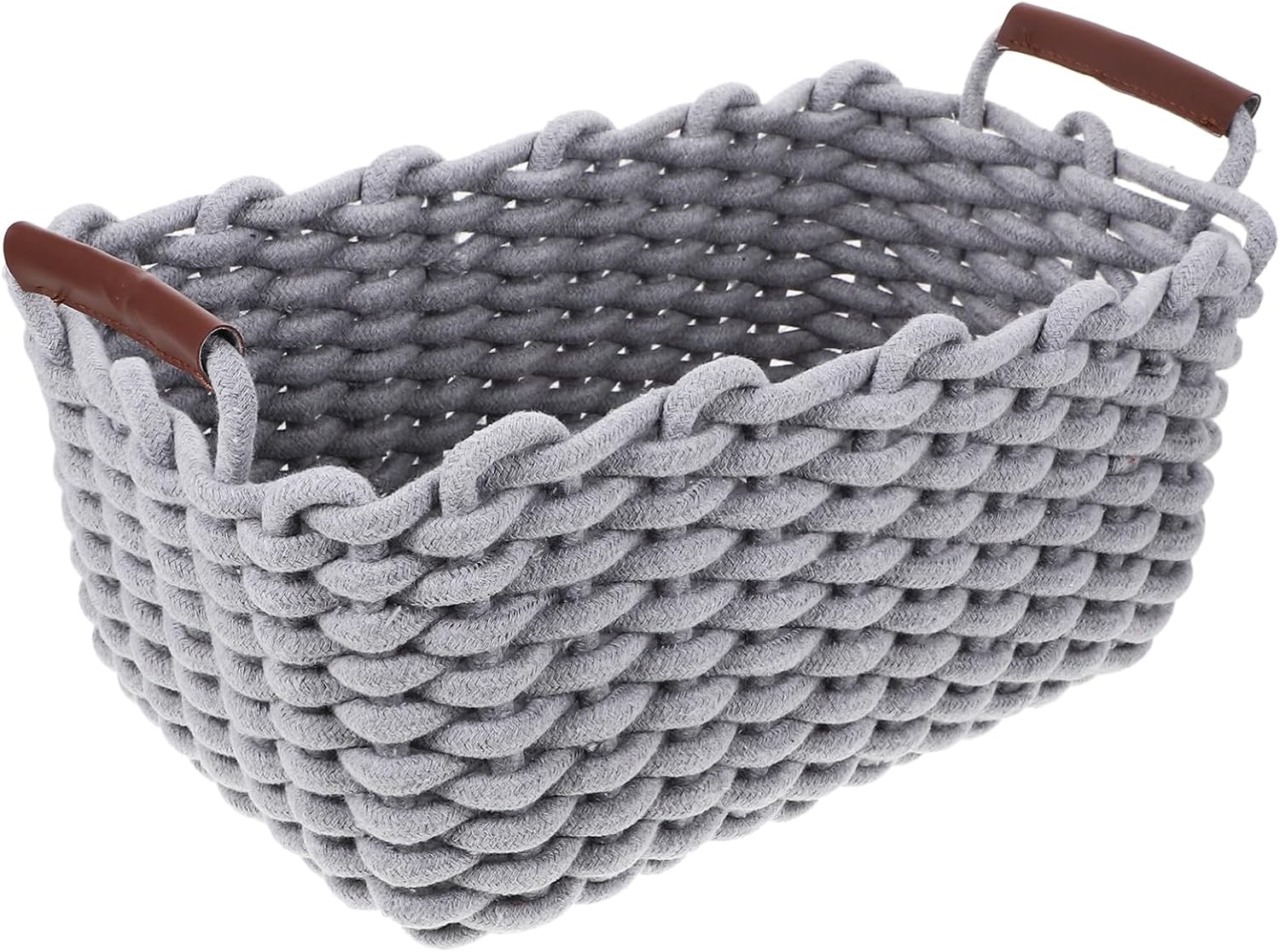 Woven Storage Basket for Organizing Nordic Style Cotton Rope Container for Bedroom Bathroom Living Room Lightweight and Stylish Grey Organizer for Clothes Toys and Accessories