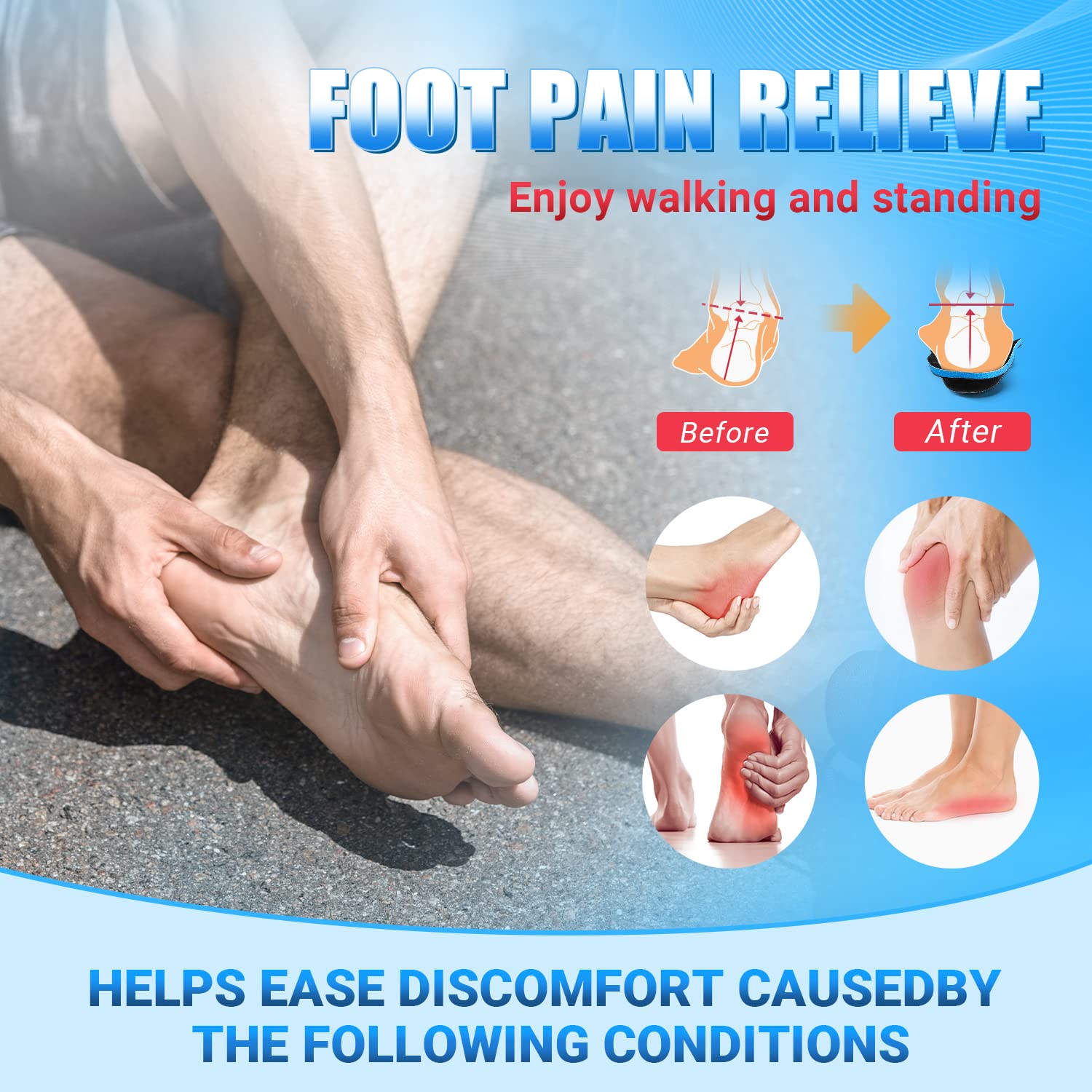 PCSsole Solette Ortopediche Supporto per arco plantare, Sport Solette Scarpe per piedi piatti, fascite plantare, dolore al tallone,per uomo e donna, Nero (30.5CM)