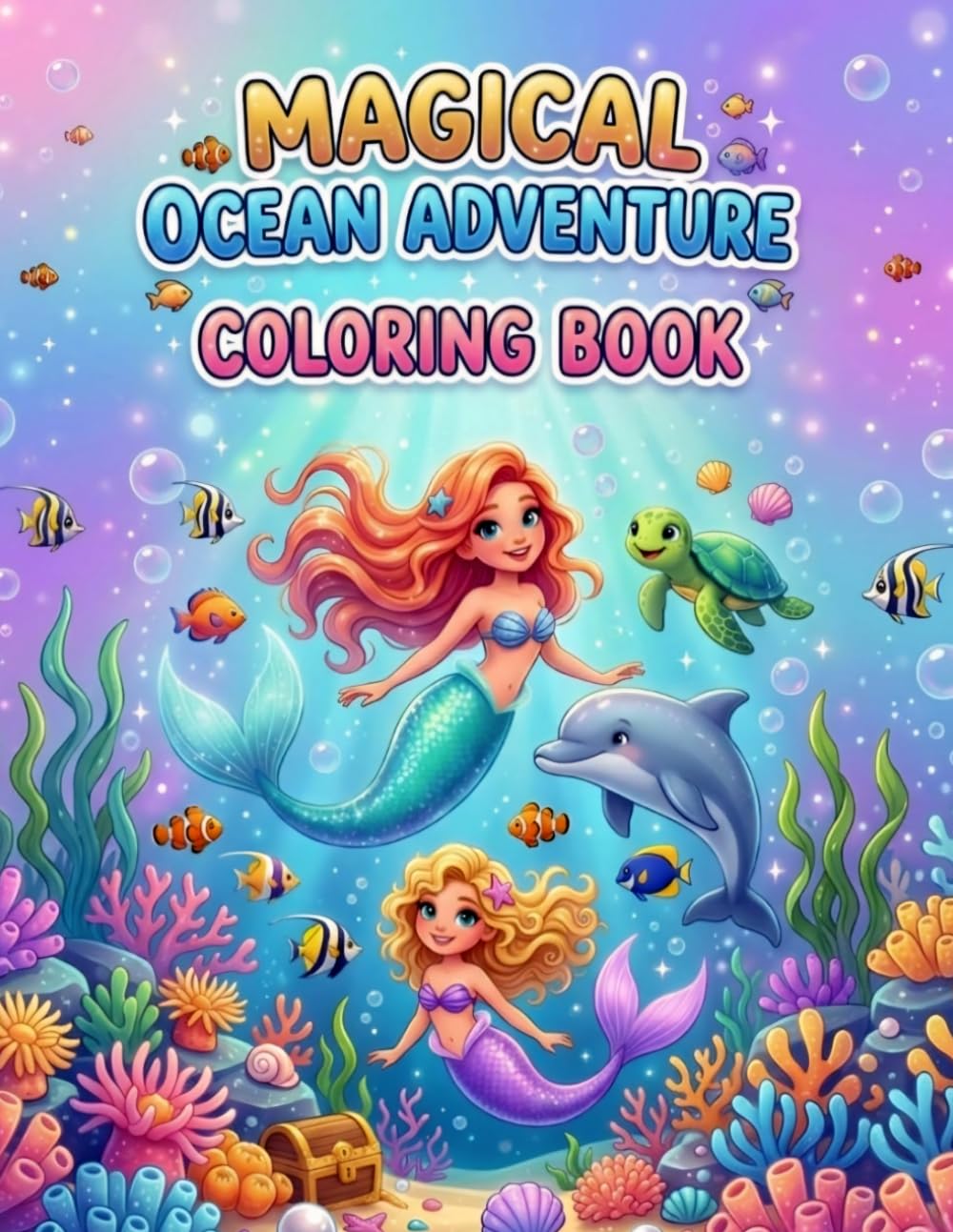 Magical Ocean Adventure Coloring Book: Fun Underwater Scenes with Mermaids, Sea Creatures and Easy Relaxing Designs