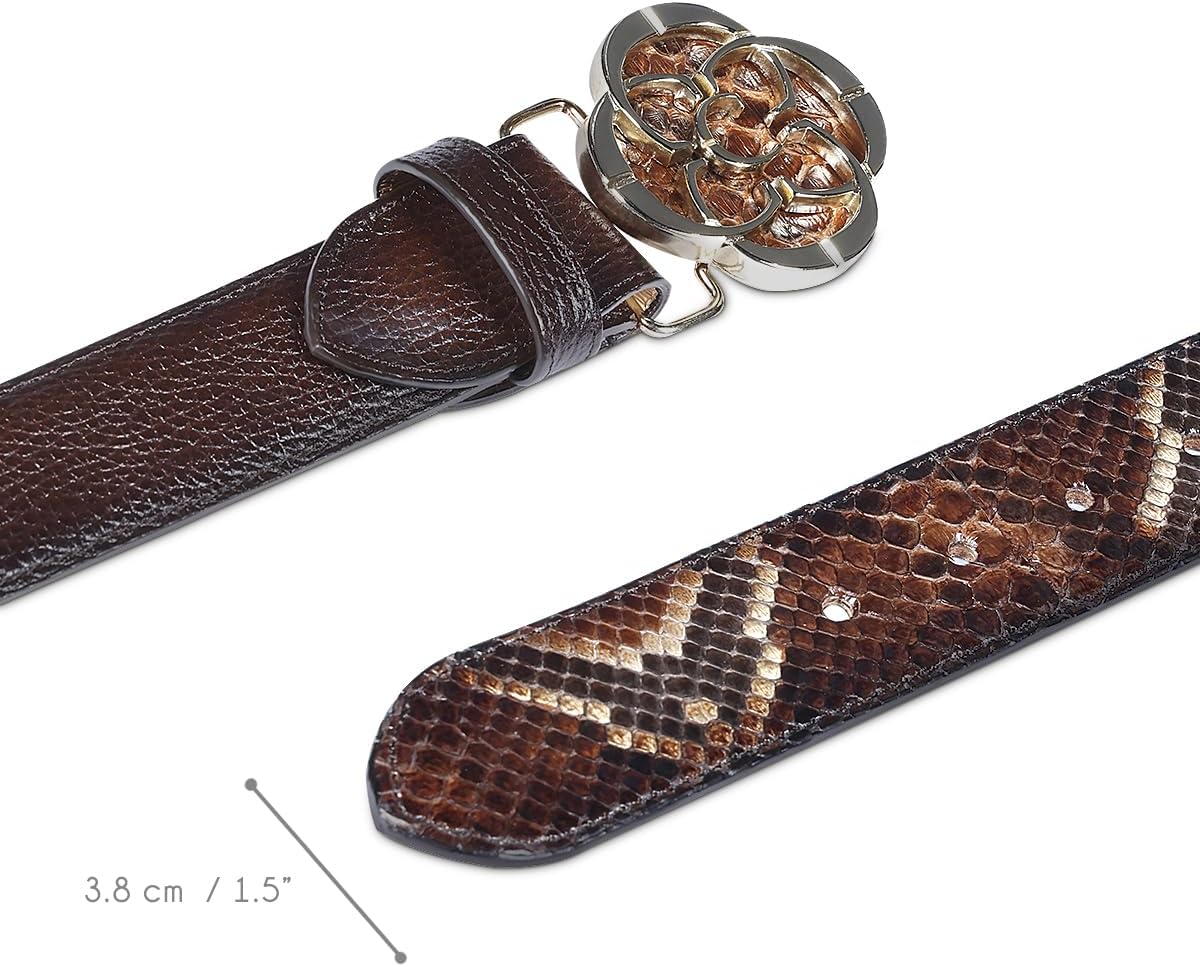 CUADRA Women's Belt Featuring a Unique blend of Genuine Python and Bovine Leather Brown CDA32PH