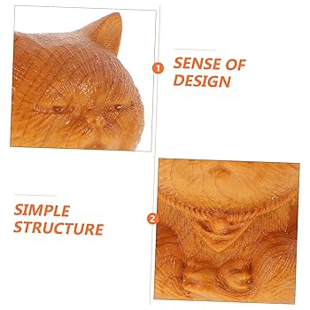 Amazon.co.jp: WRITWAA 木 彫刻 子猫 装飾 猫 装飾品