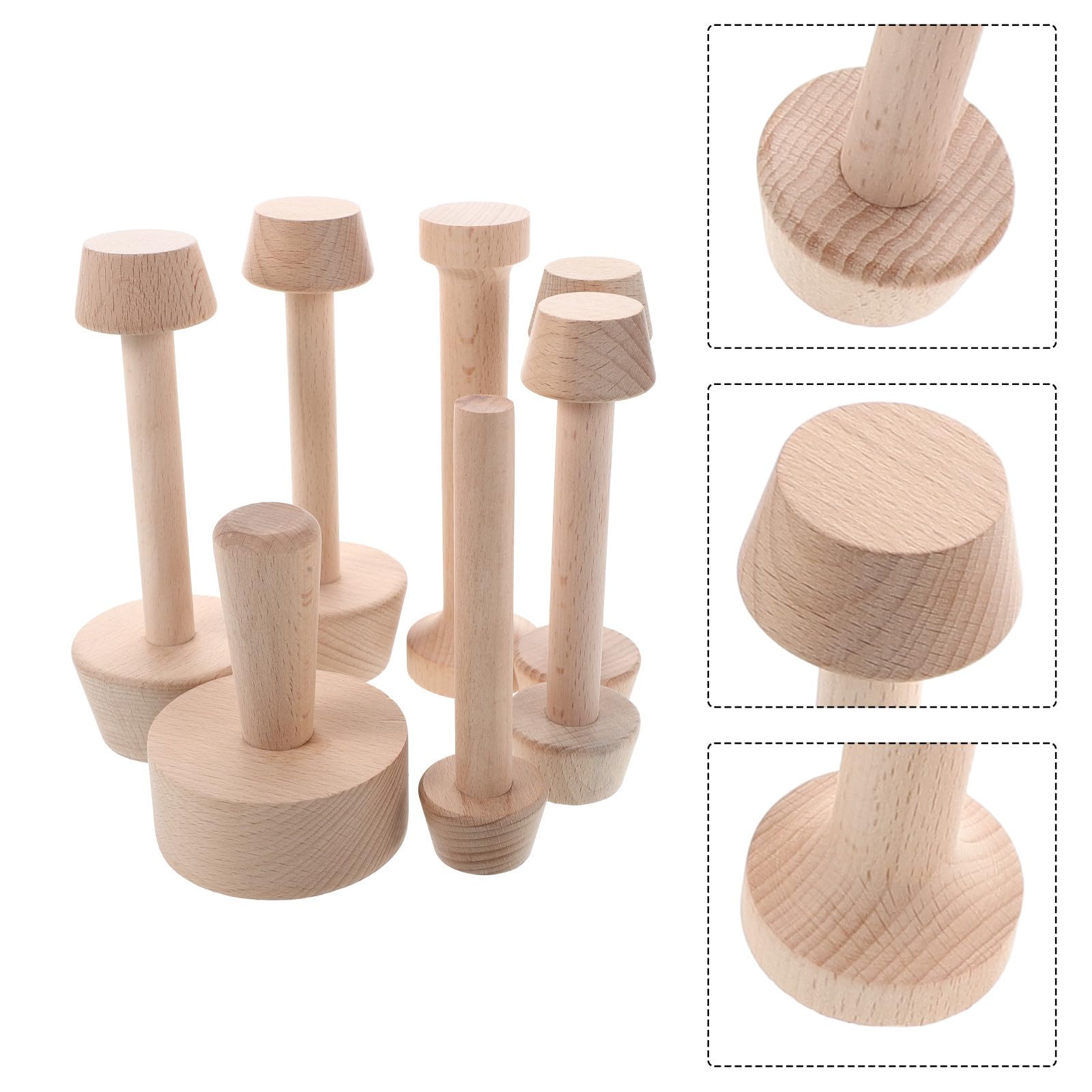 7piezas Moldes de Madera para Tartas con Base Desmontable Doble Cara Tamper para Masa de Pastelería Utensilios para Repostería y Horno Accesorios para Bollería y Postres Caseros