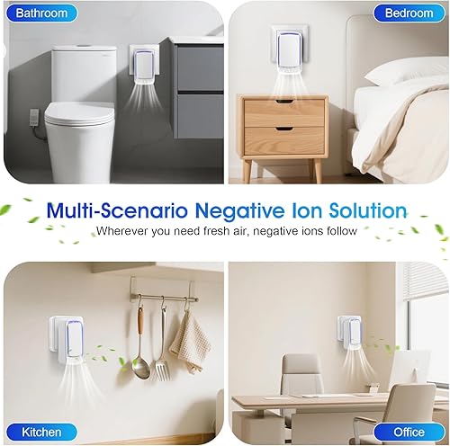 Miniatura 7 de Ionizadores de aire enchufables para el hogar, paquete de 4, purificador de aire de iones negativos, ambientador enchufable para el hogar, oficina,