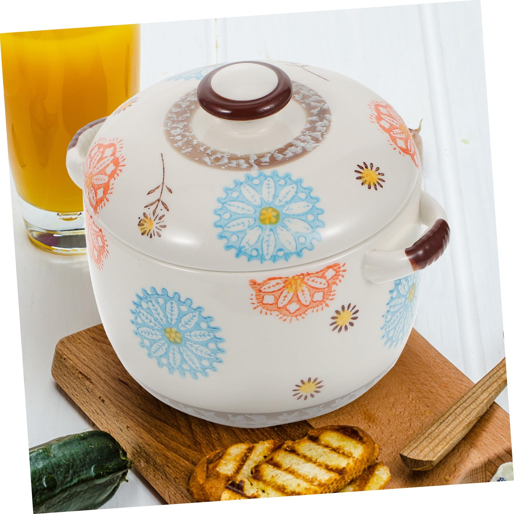 Keramik Suppenschüssel mit Deckel 450ml für Warme Suppen