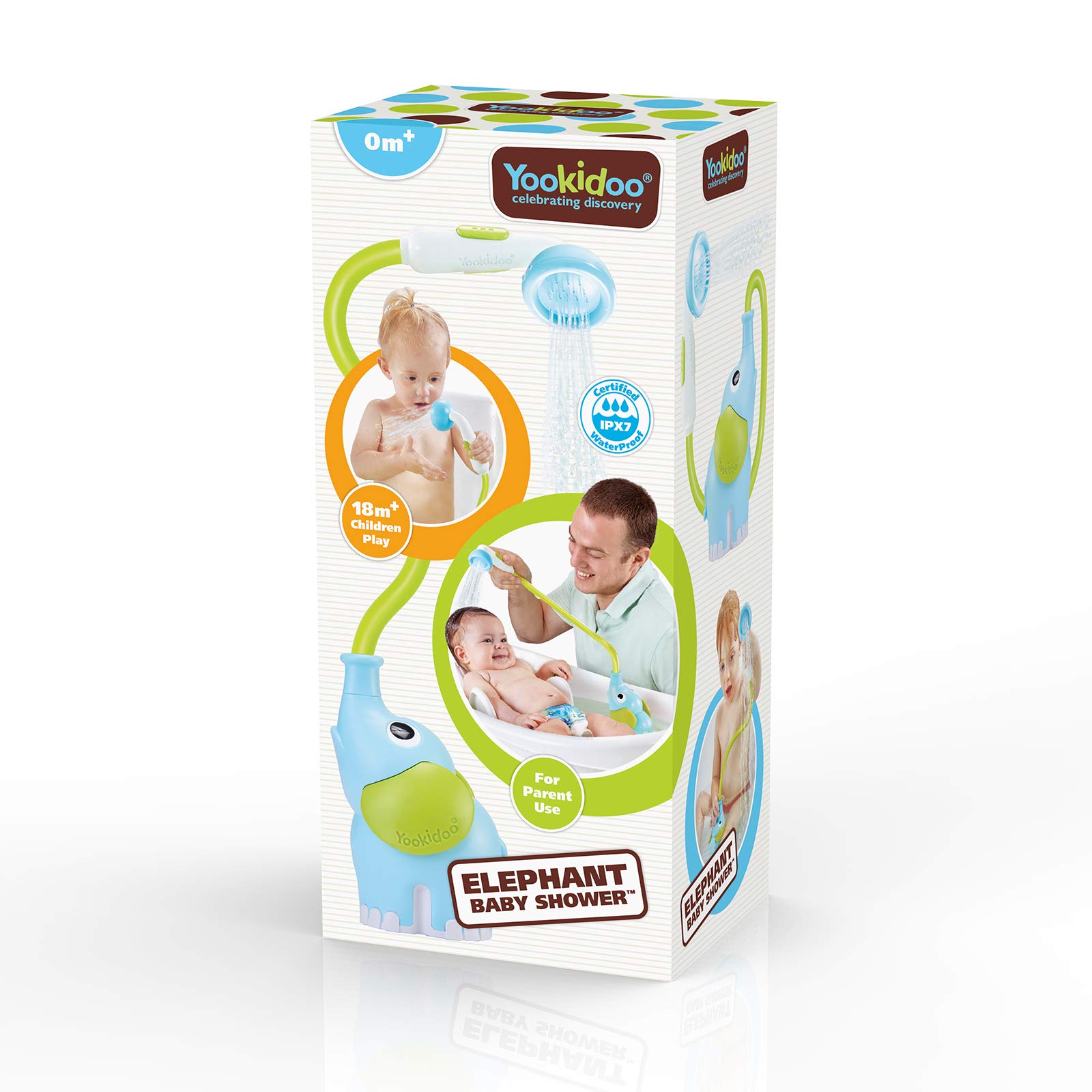 Yookidoo Baby Bath Shower Head Elephant Water Pump with Trunk Spout