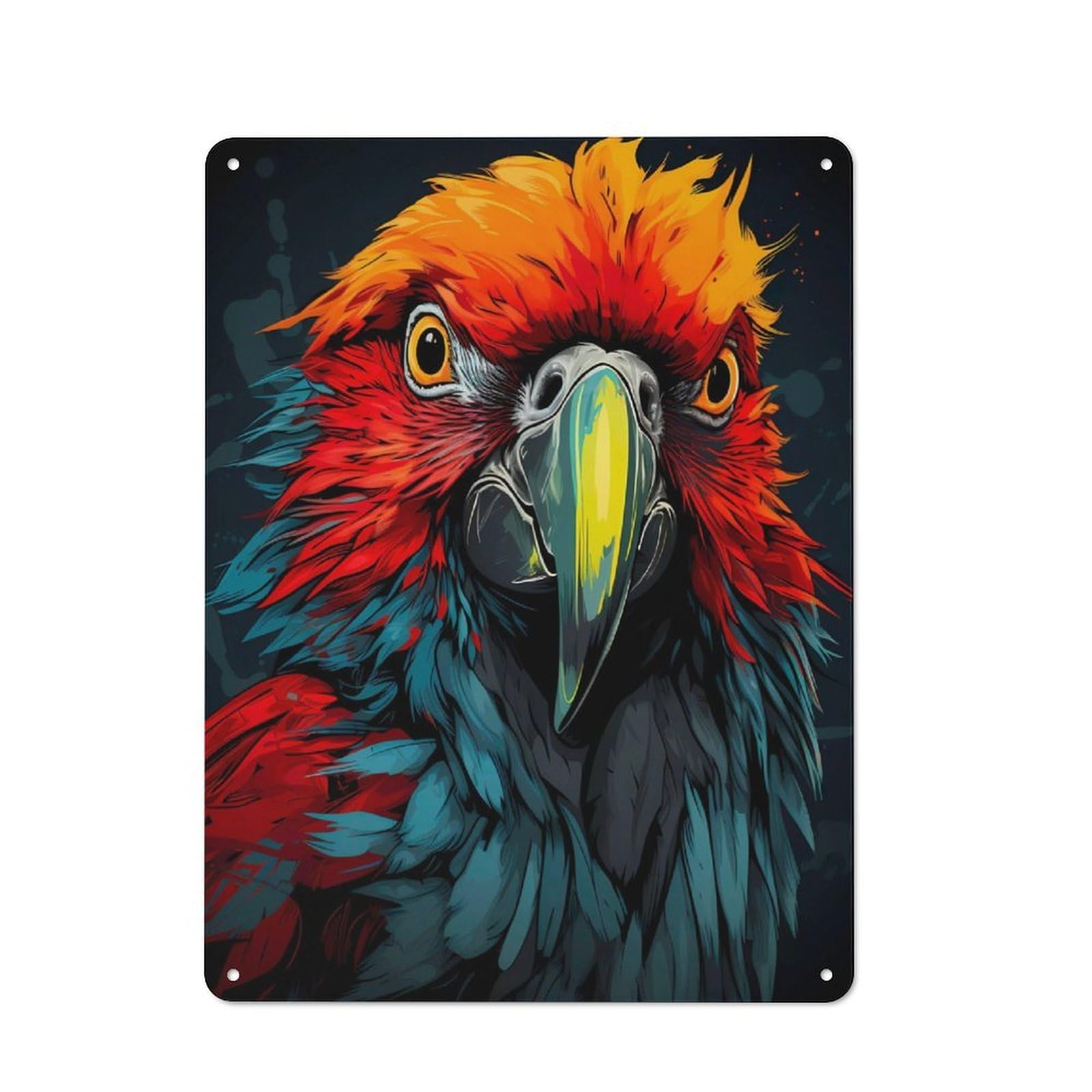 Junmoney Colorful Parrot Vintage Metal Plaque 40X30cm For Dining Room Or Kitchen, For Home Decor Collectors Refreshing A Room In Autumn