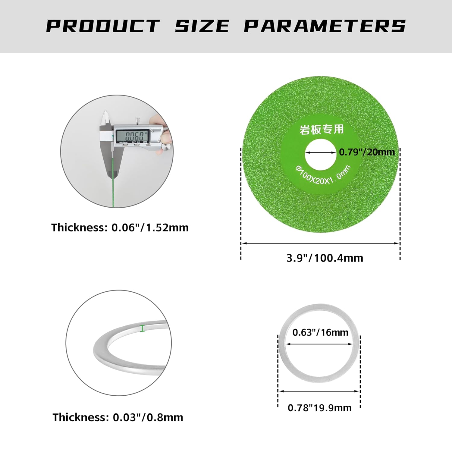 Ceramic Tile Cutting Discs for 4-inch Angle Grinders,Diamond Rock Grinding Discs for Dry and Wet Cutting of Stone Glass Wine Bottles and Jade 3 Pcs