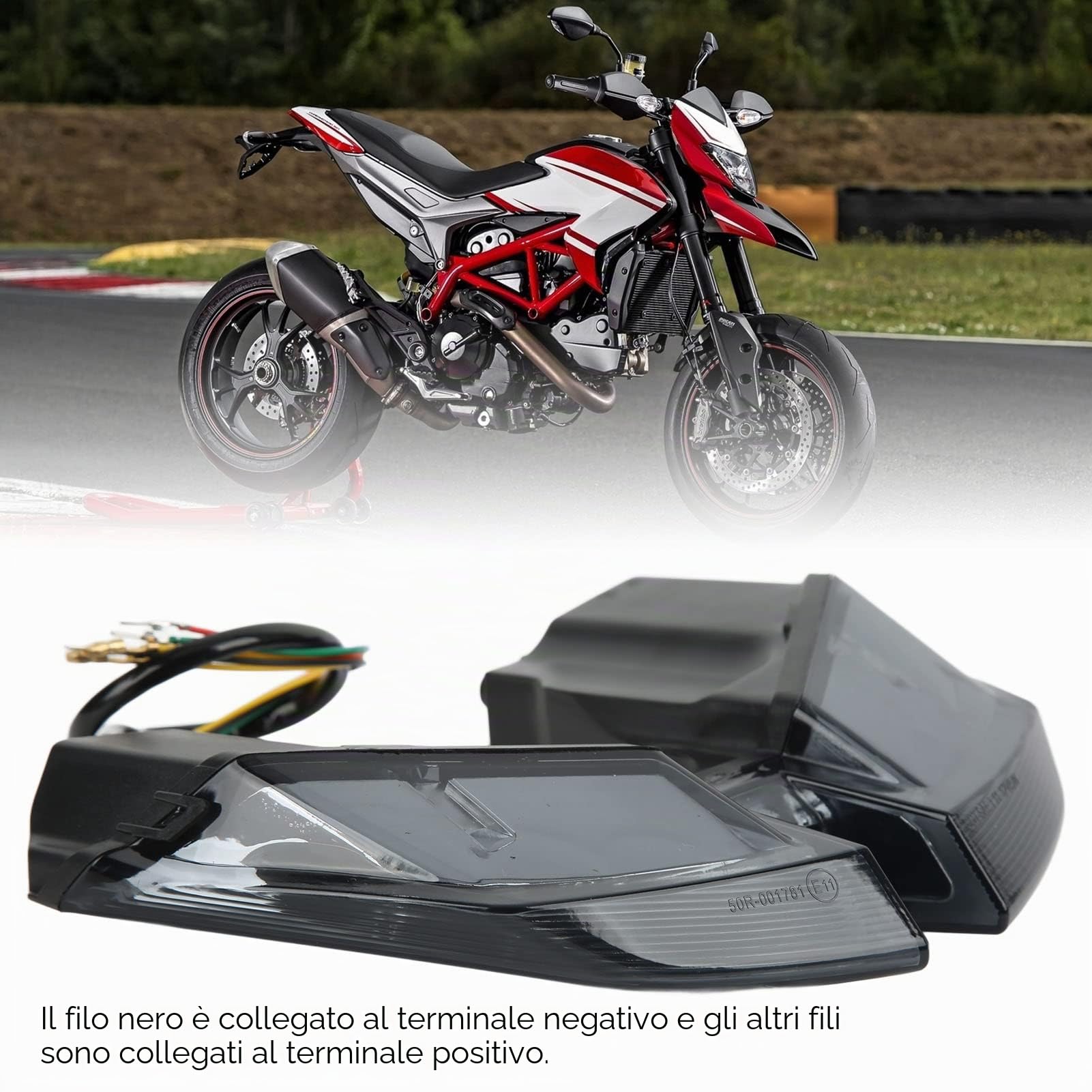 Fanale Posteriore a LED per Moto, Fanali Posteriori KIMISS Lampada di Arresto di Guida del Freno Lente Fumé Sostituzione della Lente in PMMA per HYPERMOTARD 821 939 950 SP 2012‑2021