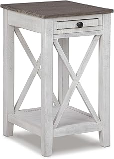 Signature Design by Ashley Adalane Modern Farmhouse Accent End Table, Whitewash