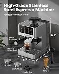 AIRMSEN Espresso Machines with Burr Grinder, 20 Bar, Milk Frother Steam Wand, Stainless Steel Coffee Maker for Home - Cappuccino Latte & Cold Brew Iced Coffee Maker & Americano