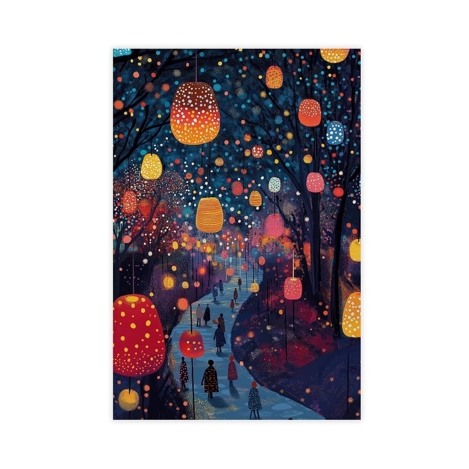 Goiaegag Yayoi Kusama Japanese Lantern Print Canvas Poster Bedroom Decor Landscape Office Room Decor Gift 08X12inch(20X30cm)