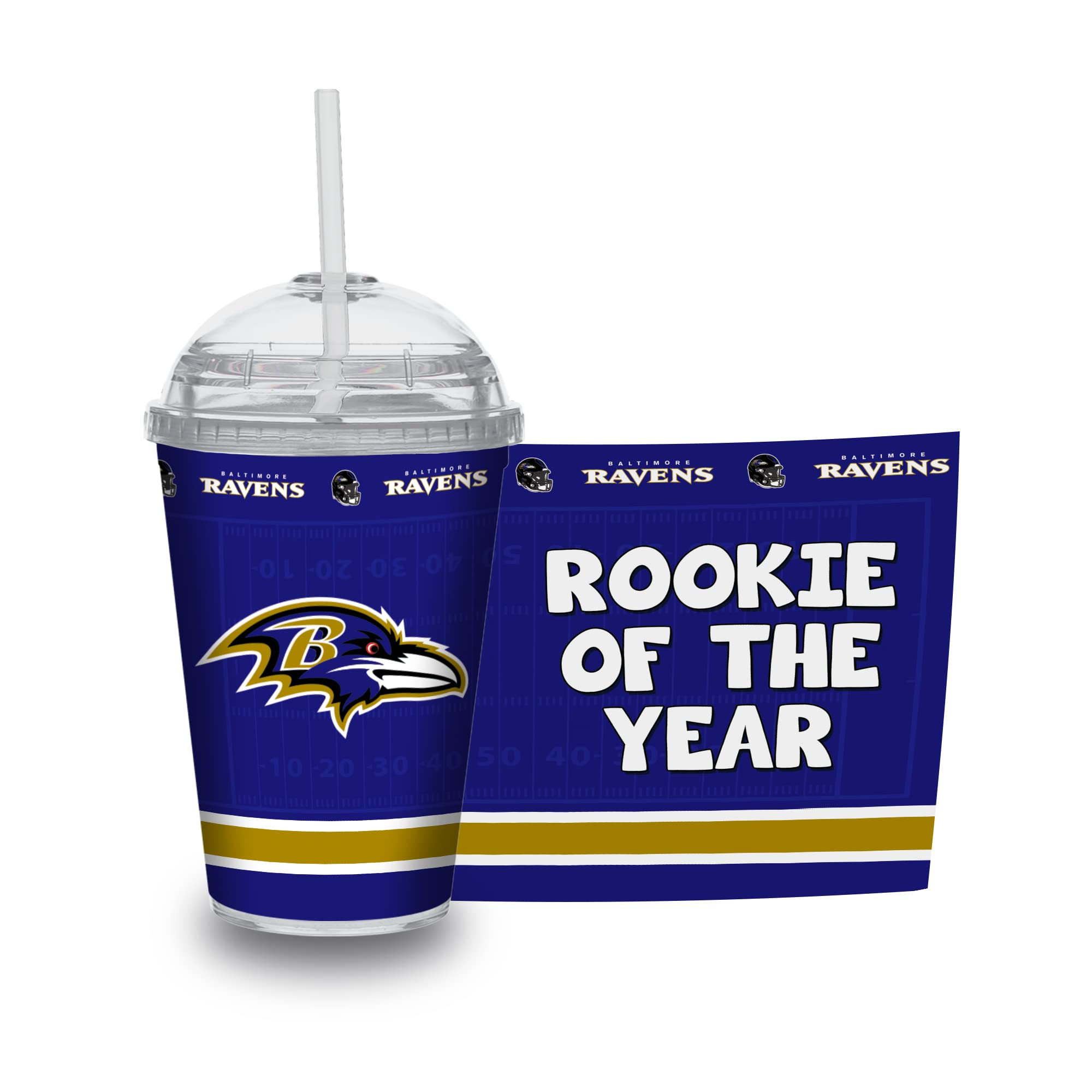 Rico Industries NFL Football Rookie of The Year 12oz Acrylic Tumbler, Youth Tumbler with Swirly Straw