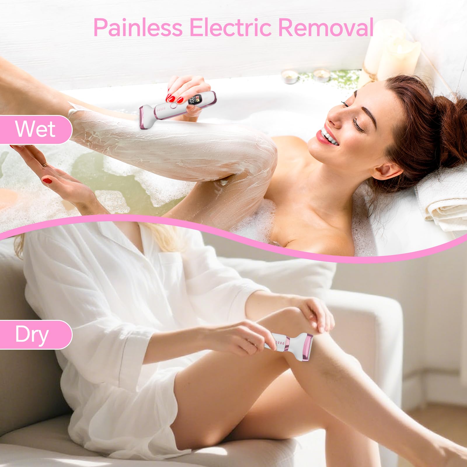 Maquinilla de afeitar eléctrica para mujer, recortadora de bikini 4 en 1 y afeitadora corporal para nariz, vello, cara, cejas, brazos, piernas, axilas, axilas, zona púbica, recargable, húmedo/seco