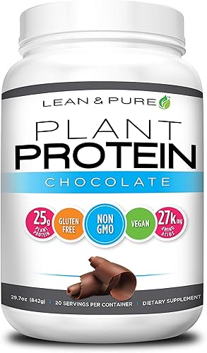 Proteína vegetal Lean & Pura, 0.88 oz de proteína, sin OMG, vegana, sin gluten, baja en carbohidratos, 29.70 oz, chocolate