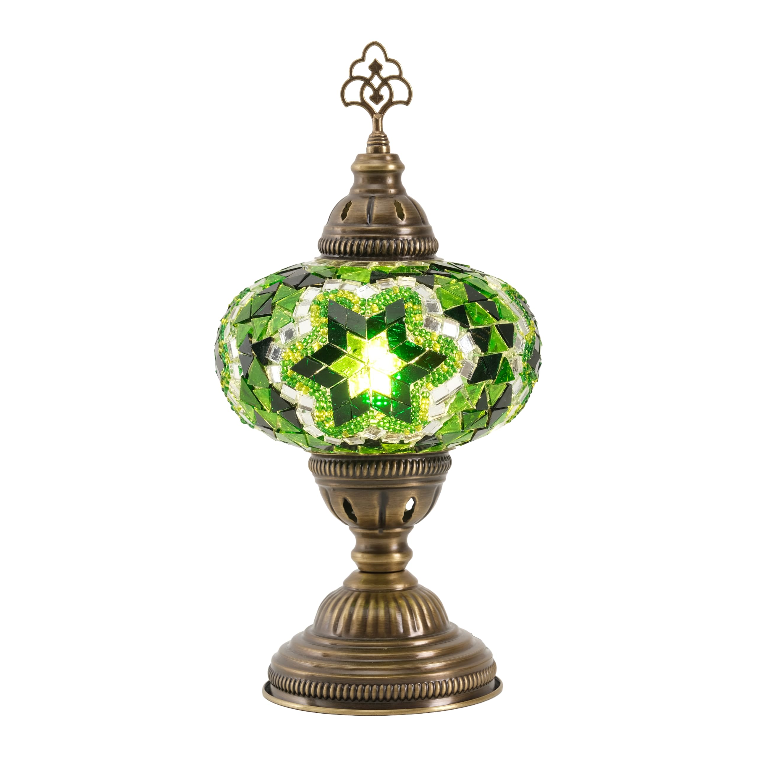 Mozaist Turkish Lamp, Mosaic Table Lamp, Antique Moroccan Decorative Glass Bohemian Vintage Lamp Shade, Small Desk Tiffany Bedside Stained Glass Lamp with US Plug and E12 Socket