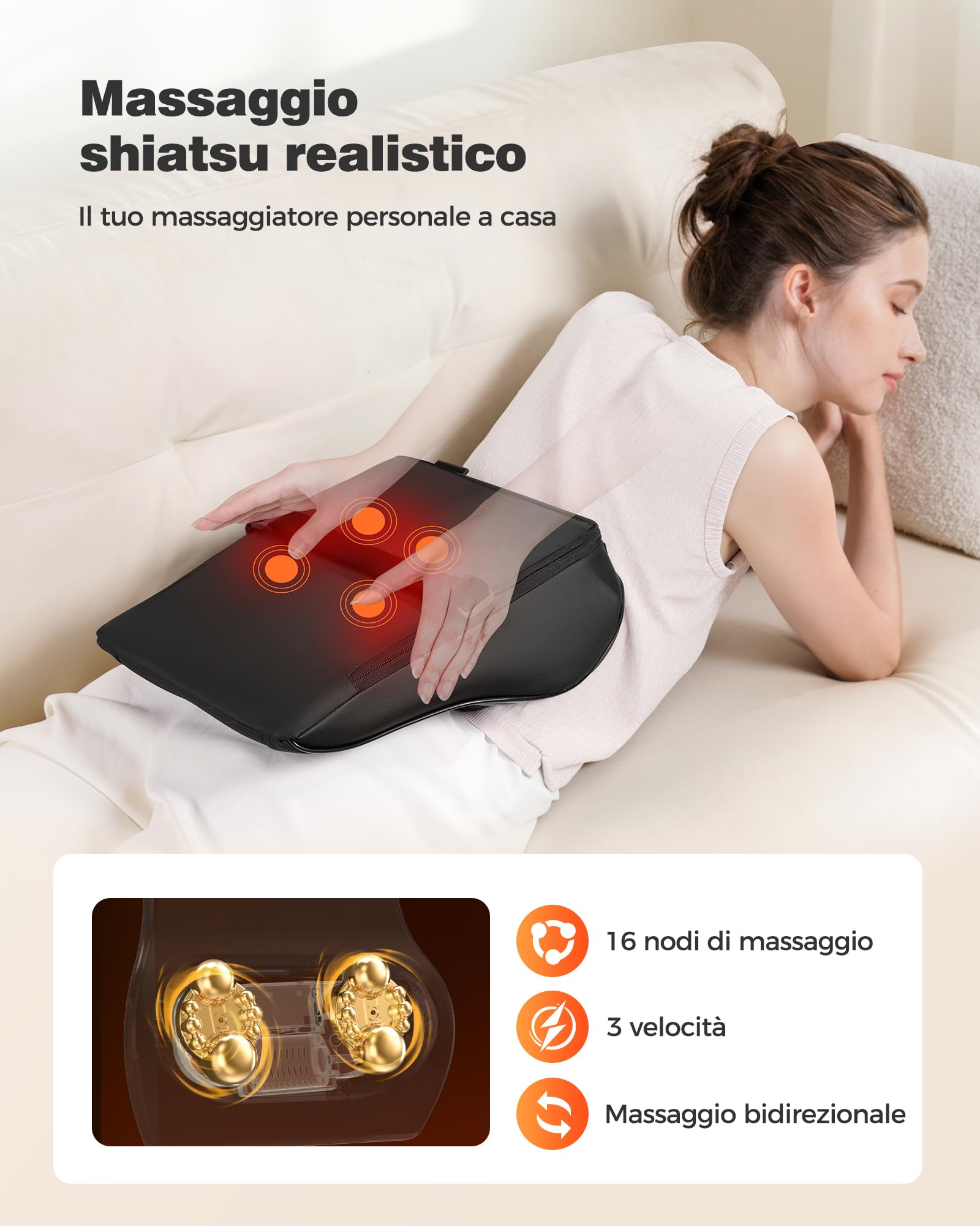 Boriwat collo massaggiatore con calore, Shiatsu massaggiatore 3D ginocchio schiena massaggiante, cuscino massaggio per collo, dolore alla schiena della spalla, regali per le donne uomini Papa Mama