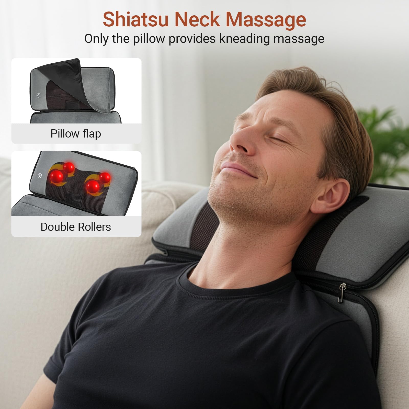 Tappetino da massaggio con cuscino termico e Shiatsu, lettino massaggiante vibrante per rilassamento schiena e collo, regalo per uomini e donne, comfort silenzioso per uso domestico
