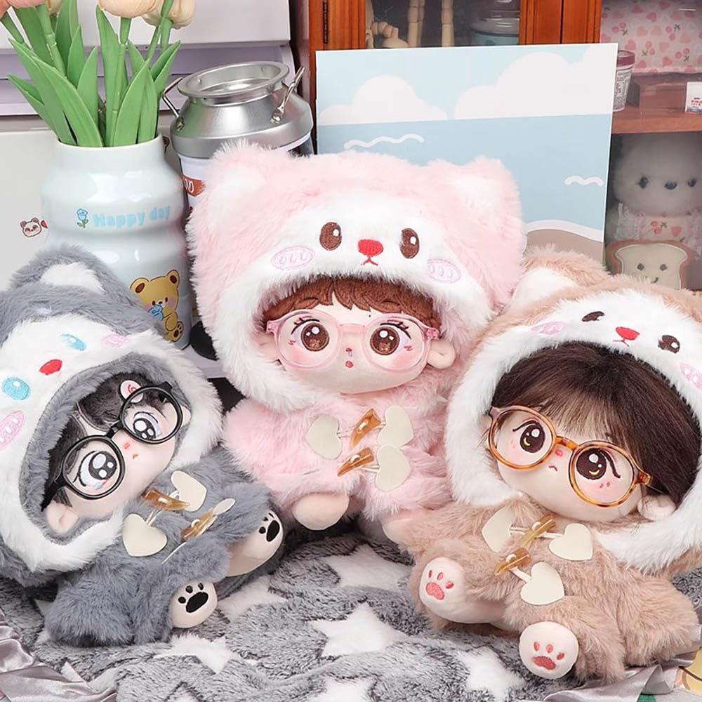 Vêtements De Poupée En Peluche Douce 20 Cm - Ensemble Capuche Et Salopette Orange Avec Motif Fruits - 20,3 Cm