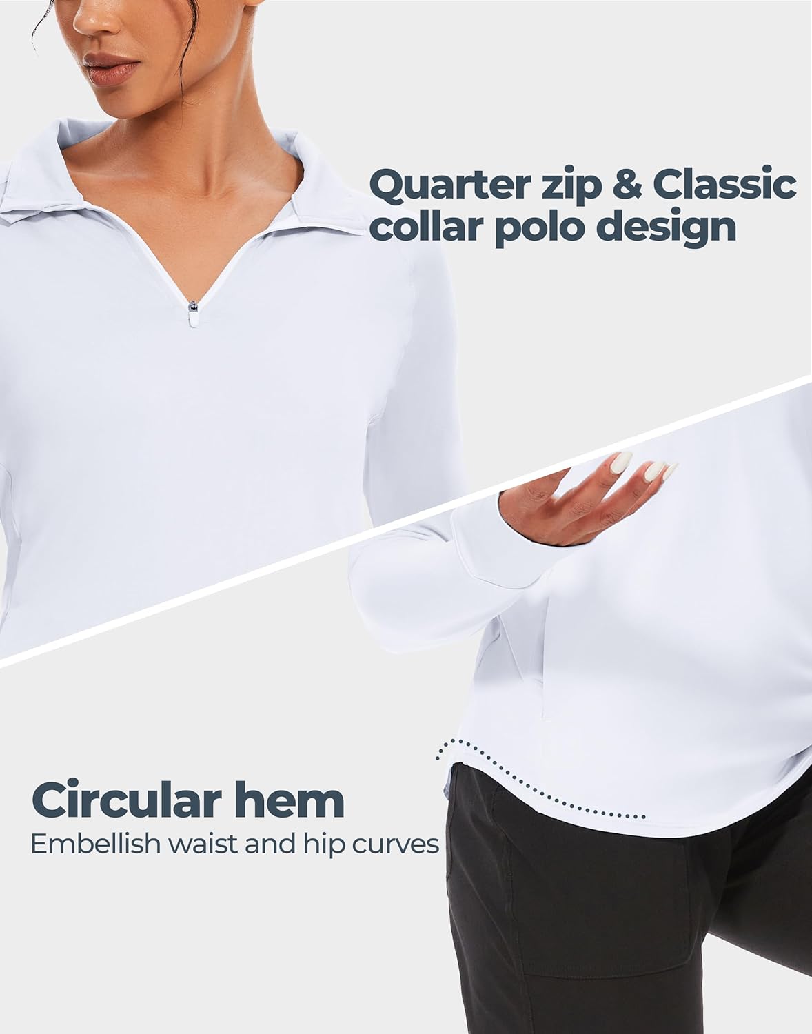 M MOTEEPI Long Sleeve Shirts for Women with Thumb Hole Quick-Dry Womens Golf Shirt Pullover UPF 50+ Ladies Sun Shirts - Image 4