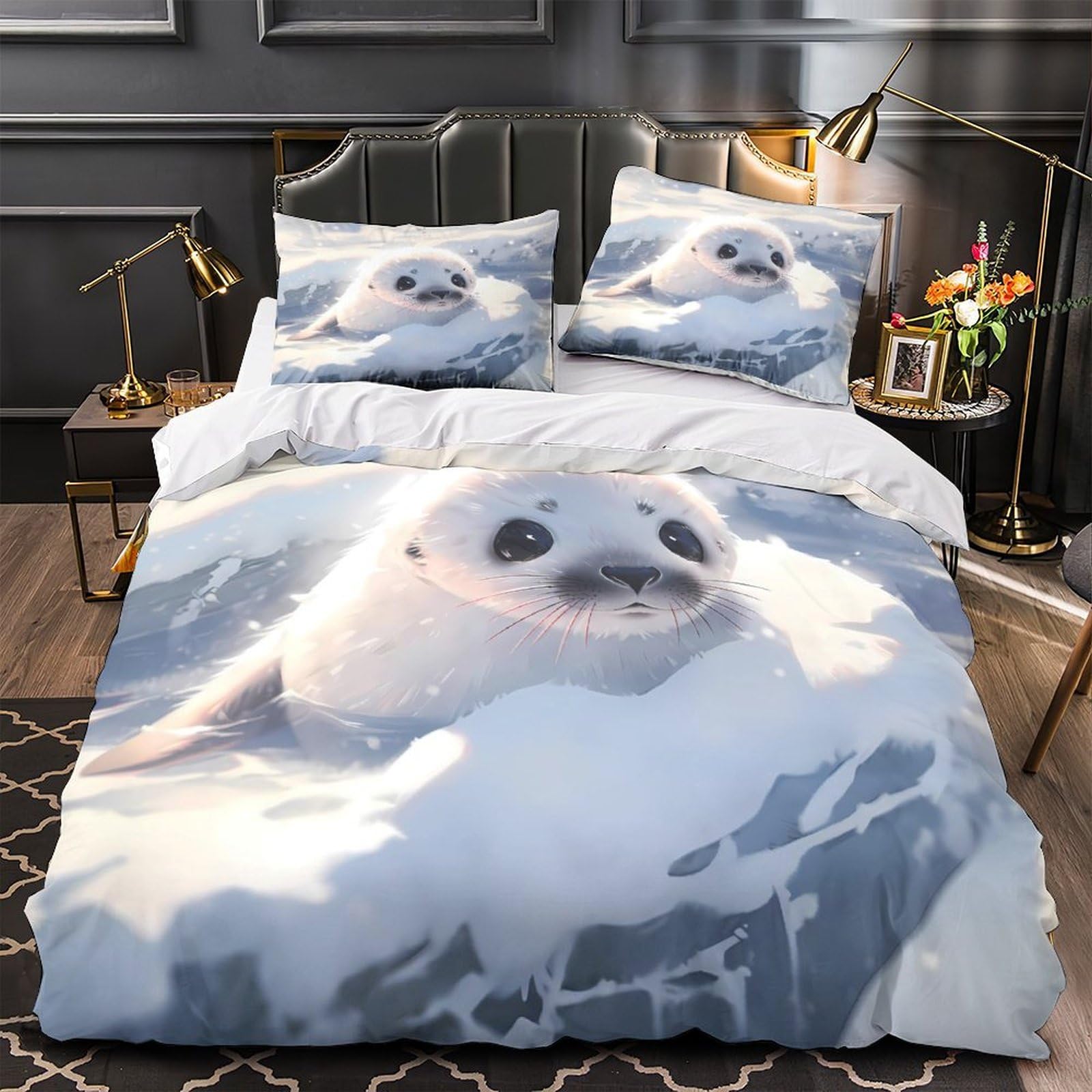 Housse de couette bébé phoque 135x200抗过敏防螨单人微纤维被套