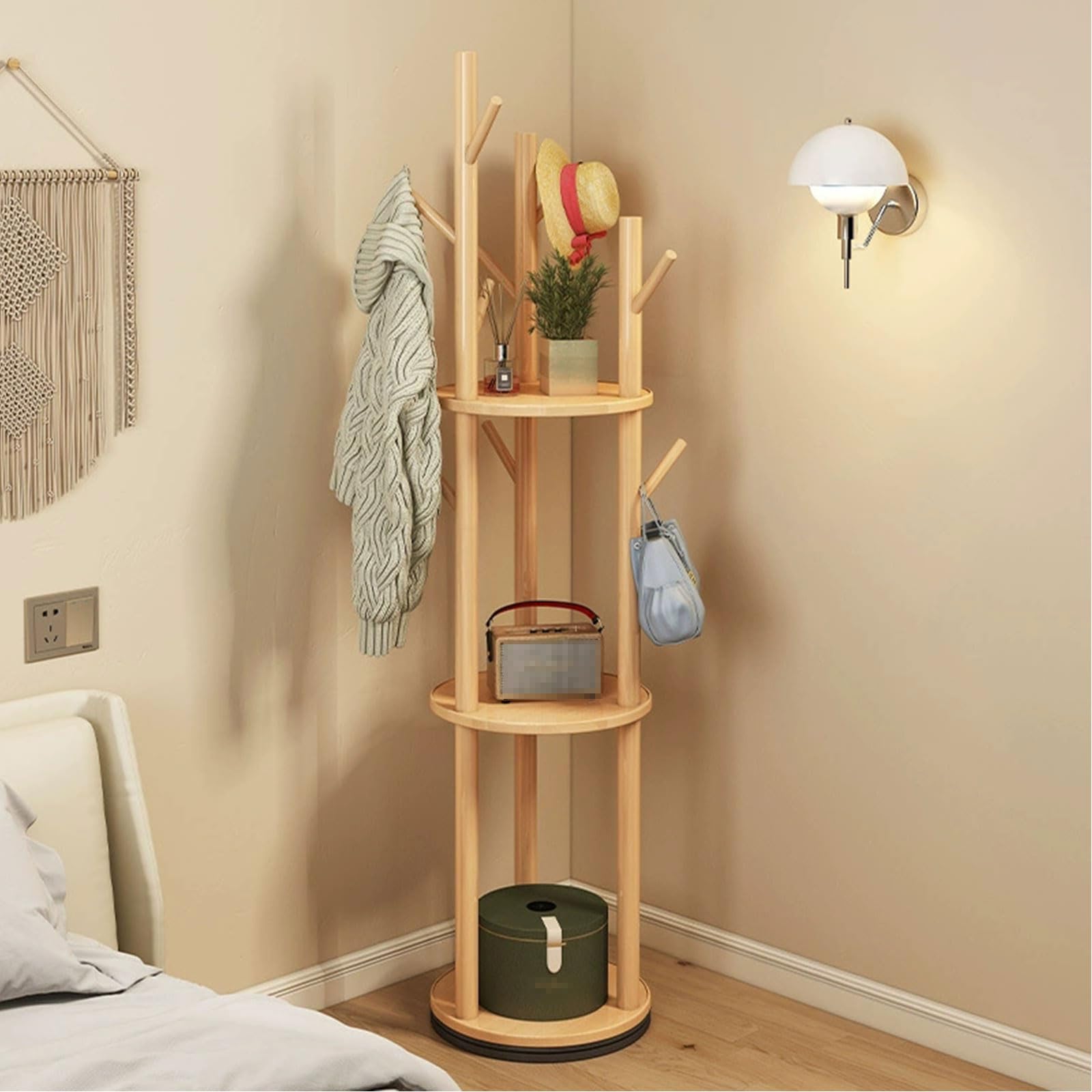 Portant vêtements pour entrée étroite avec base pivotante utile