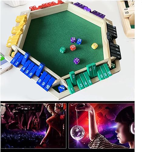Miniatura 3 de Rosvola Shut The Box - Juego de dados de madera, 6 colores, 6 jugadores, juego de mesa interactivo interactivo y divertido sin fin, juego de