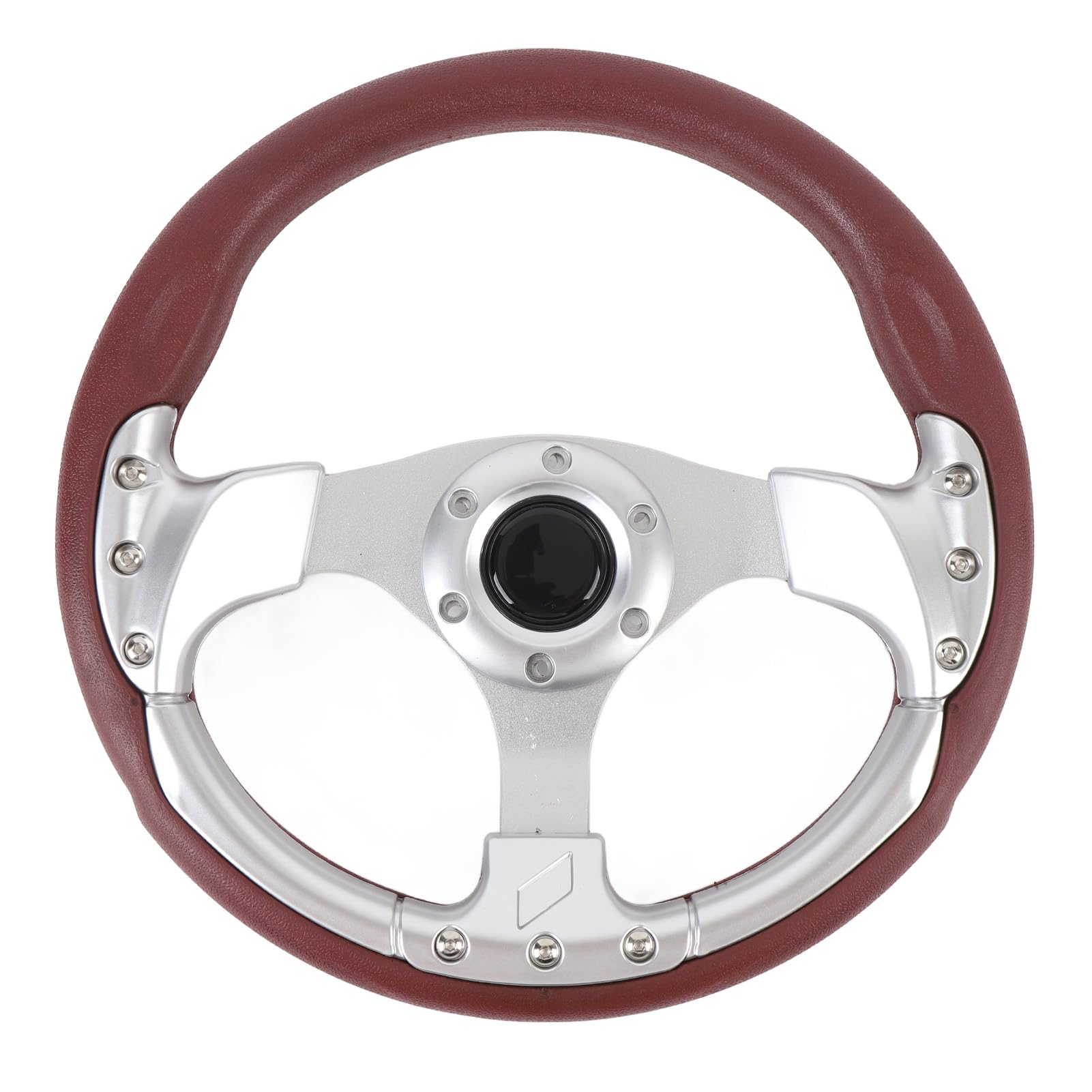 Volante 13 Pollici, Volante Stile in Pelle PU con Raggi in Alluminio, Volante Sportivo Universale per Auto a 6 Bulloni (SILVER)