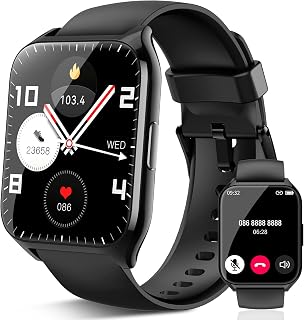 Smartwatch für Herren und Damen, 1,85 Zoll HD Smartwatch mit Anrufannahme/Anrufannahme, 112 Sport-Smartwatch mit Schrittzähler/Schlaf/Herzfrequenzmesser, IP68 Fitness-Tracker für Android iOS