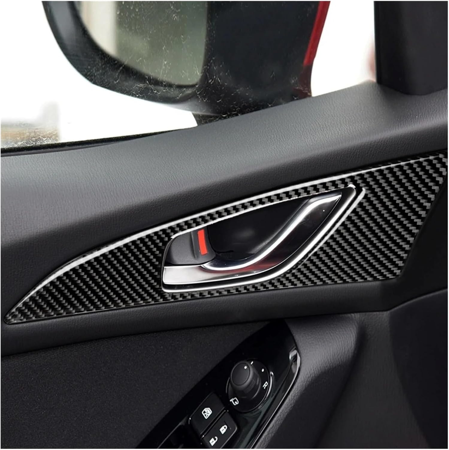 Car Interior Mouldings 2pcs Car Door Bowl Handle Carbon Fiber Stickers Trim Covers for Mazda for Mazda 3 for Axela 2014 2017 2018 Styling Accessoire Decoration