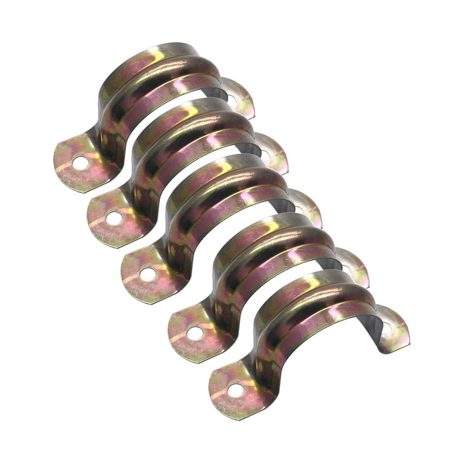 20 Pcs 2inch Rigid Pipe Strap,Two Hole Strap U Bracket Iron, Widened Tube Strap Tension Clip Assortment Kit Heavy Duty Pipe Clamp（63mm）