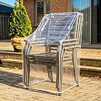 Vista 2 de LAMINET Funda impermeable de plástico para muebles de exterior, transparente y resistente - Funda para sillas de respaldo alto/apiladas - Protección