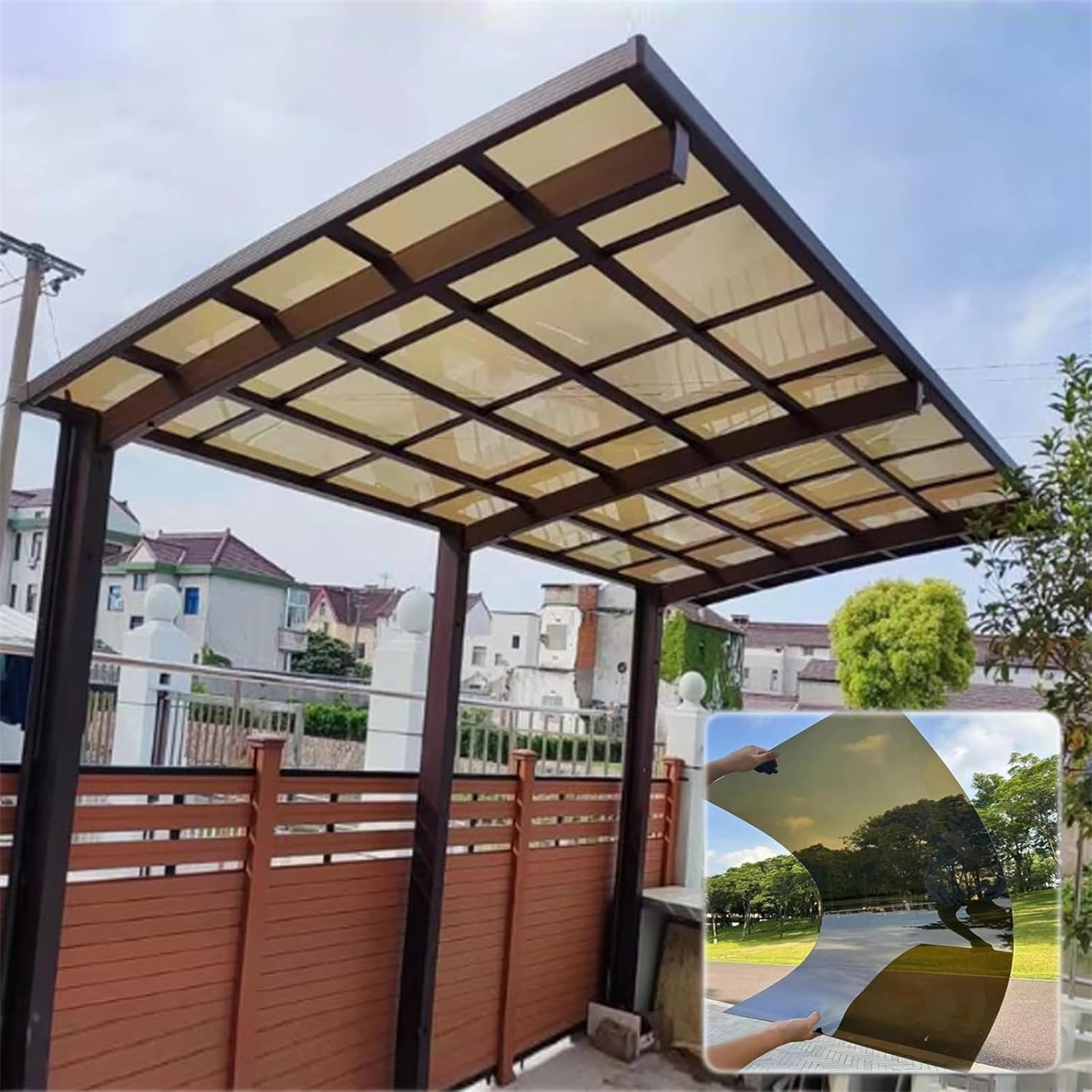 Transparent Polycarbonate Roofing Sheet, [Pxkmouy 0.8×3m clear roofing sheets] Outdoor Patio Greenhouse Panels, UV Rain Protection Rain Pergola Roof Panels, for Patios, Partitions, Etc, Roof