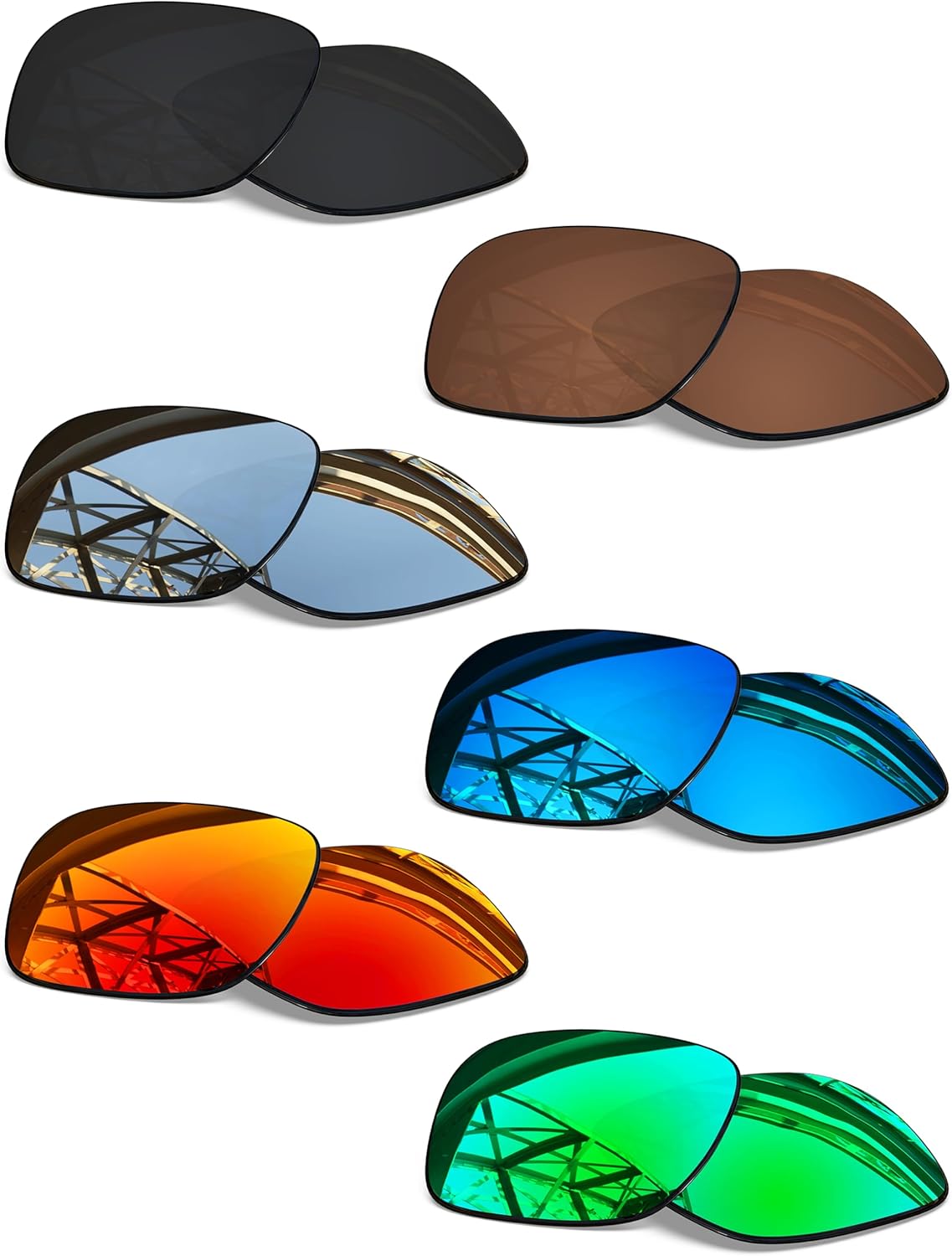 SmartVLT Set of 6 Men's Replacement Lenses for Oakley Holbrook OO9102 Sunglass Combo Pack S01