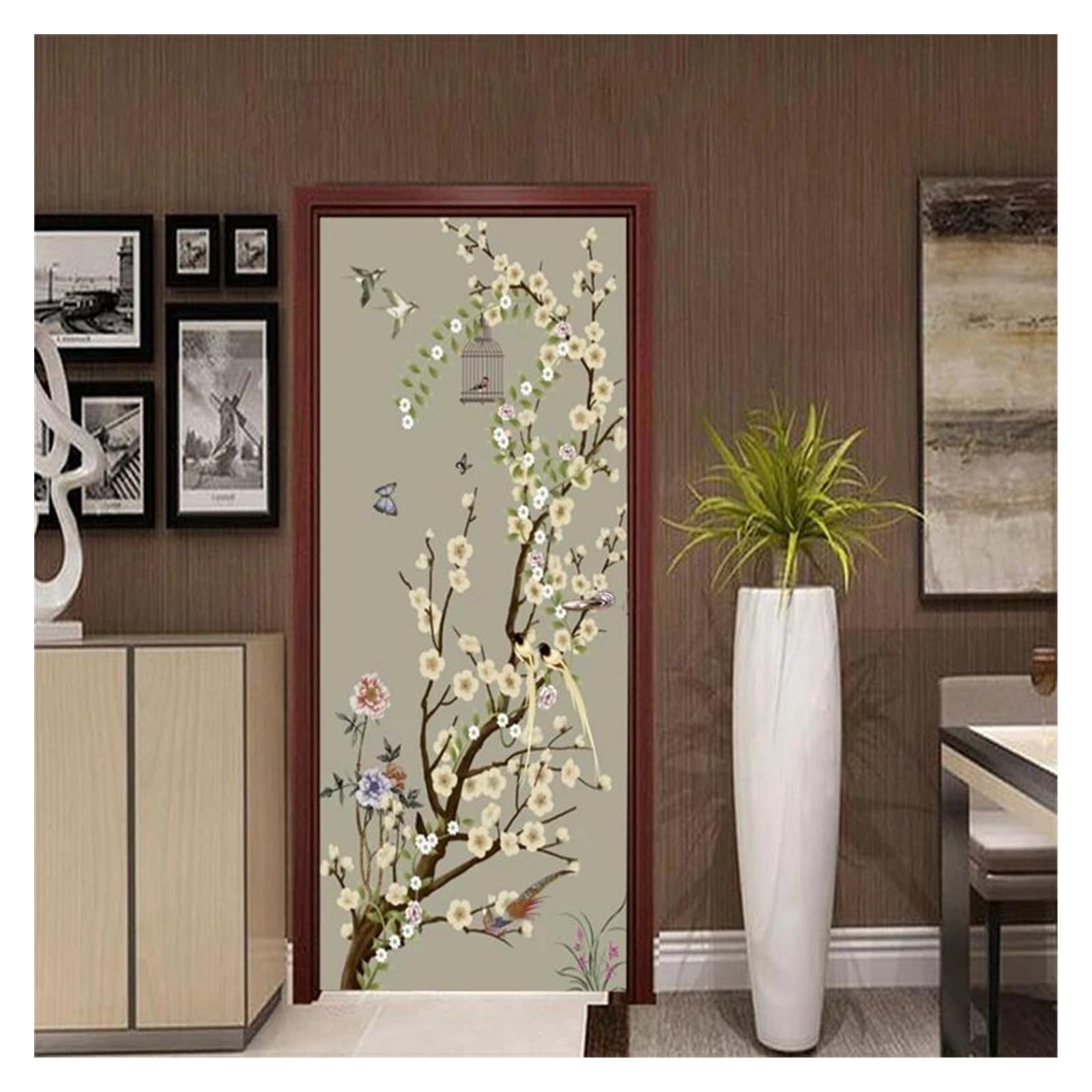 Décoration de maison sticker mural autocollant de porte floral
