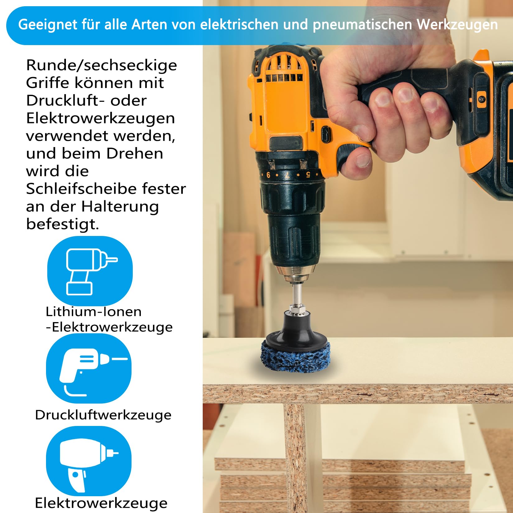 20-teiliges CSD-Reinigungsscheiben-Set 50 Mm – Nylon/Siliziumkarbid, Inkl. Stangen & Sechskant, Für Bohrmaschine & Winkelschleifer – Rostentferner Für Metall, Holz, Stein