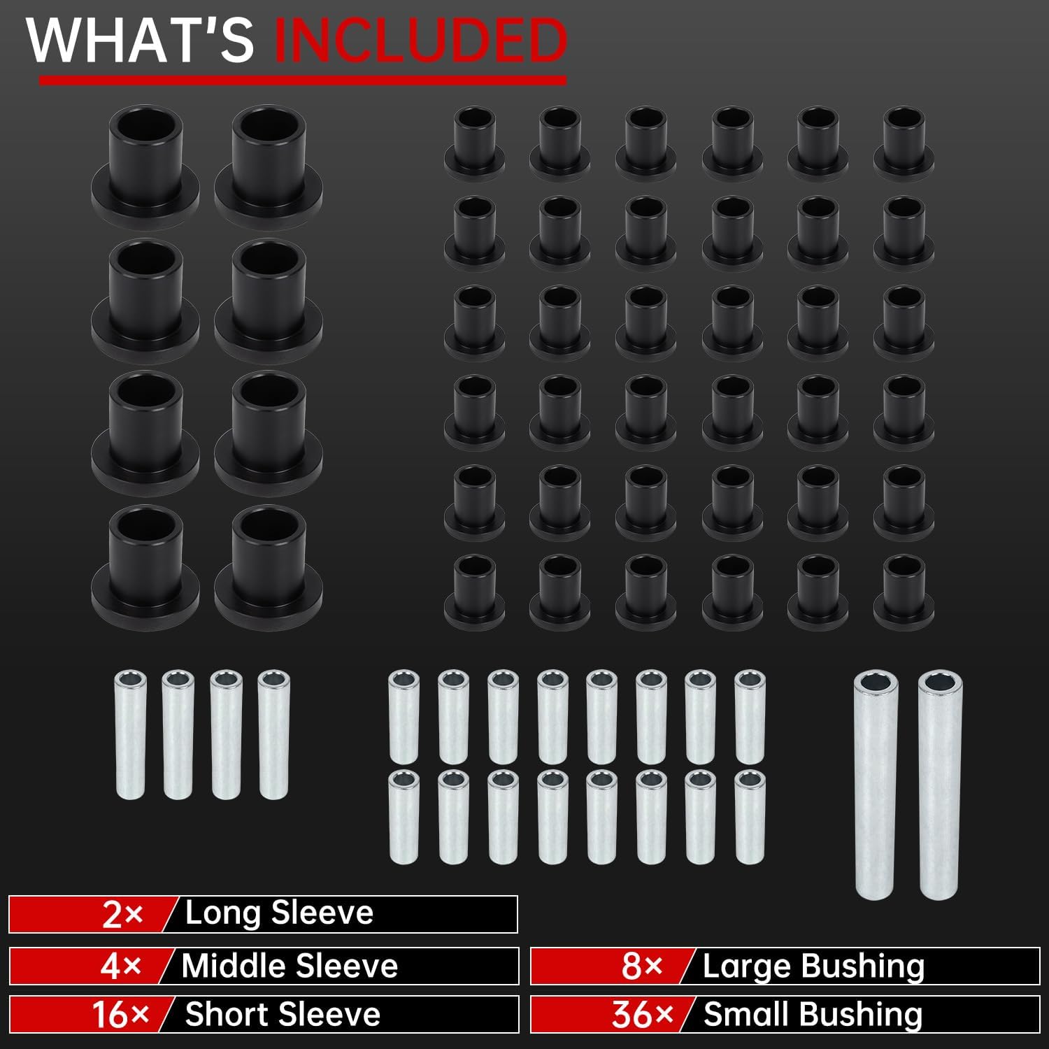 RANSOTO Heavy-Duty A-Arm Bushing & Sleeve Kit for Can-Am Defender HD5 HD8 HD10 MAX XMR (2016-2022), Replaces 703500875 706201659, HD10 Control Arm Bushing Kit, UTV Suspension Repair