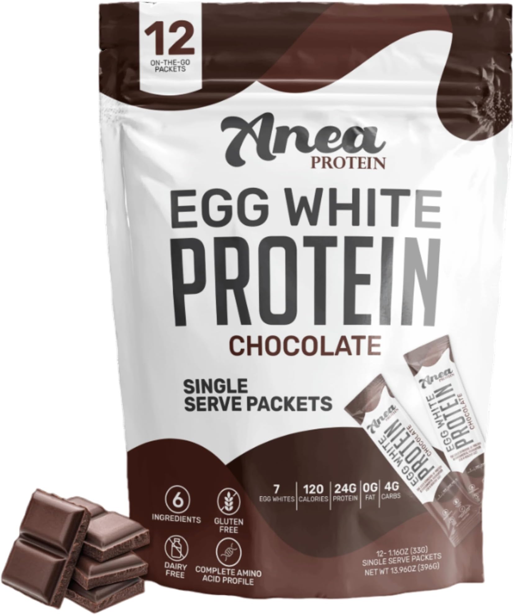 Anea Egg White Protein Powder | 25g Protein | Dairy Free | Gluten Free | Fat Free | Amino Acids | High Biological Value | 12 Servings (12 Servings (Pack of 1), Chocolate)