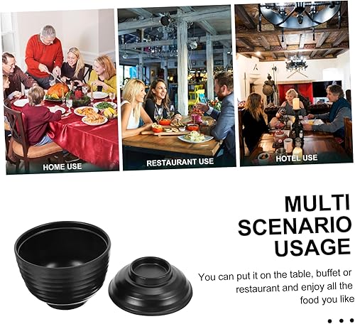 Miniatura 3 de Taza de sopa Miso de cerámica con tapa, tazón de pasta, tazón de ensalada, huevo al vapor, vajilla de cerámica de imitación, cuenco de sopa, cuenco