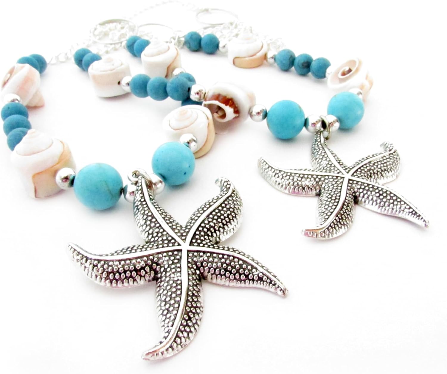 Shell Curtain Tiebacks with Starfish Pendants, Beach Theme Drapery Hold Backs, Tropical Drapery Hold Backs