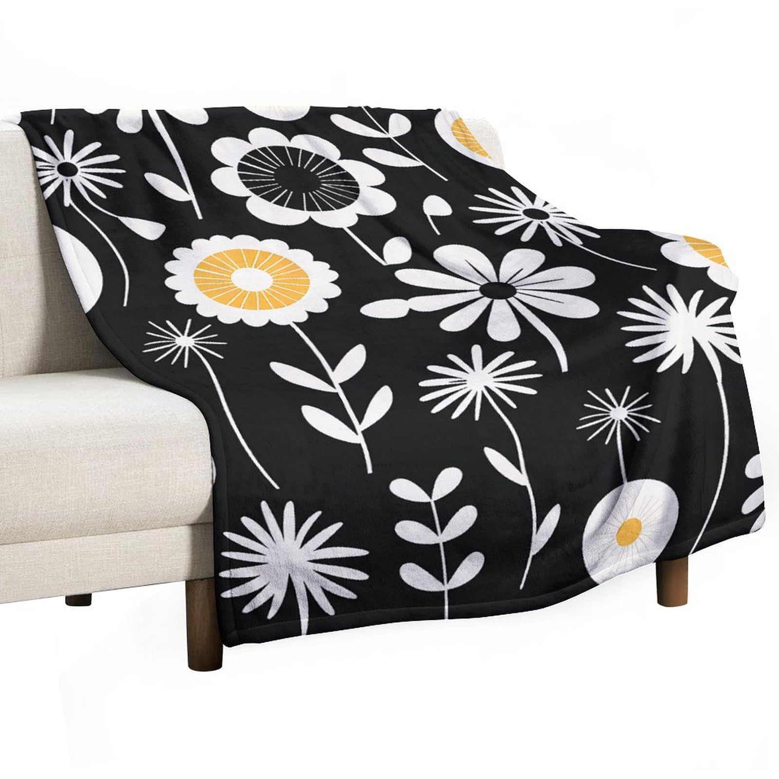 Couverture chaude et légère imprimée fleurs pour lit et canapé