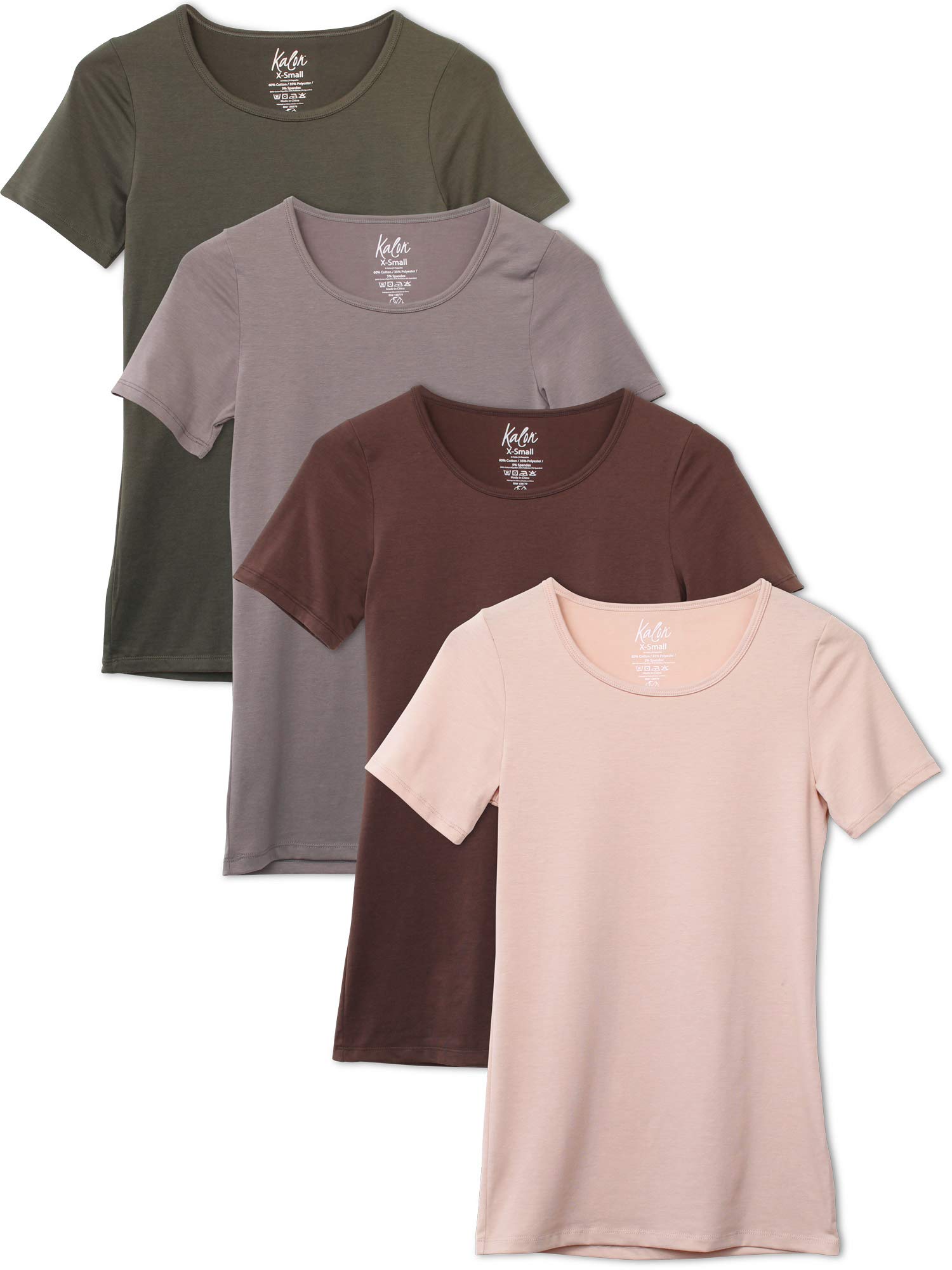 KalonWomen's 4-Pack Scoop Neck T-Shirt Base Layer