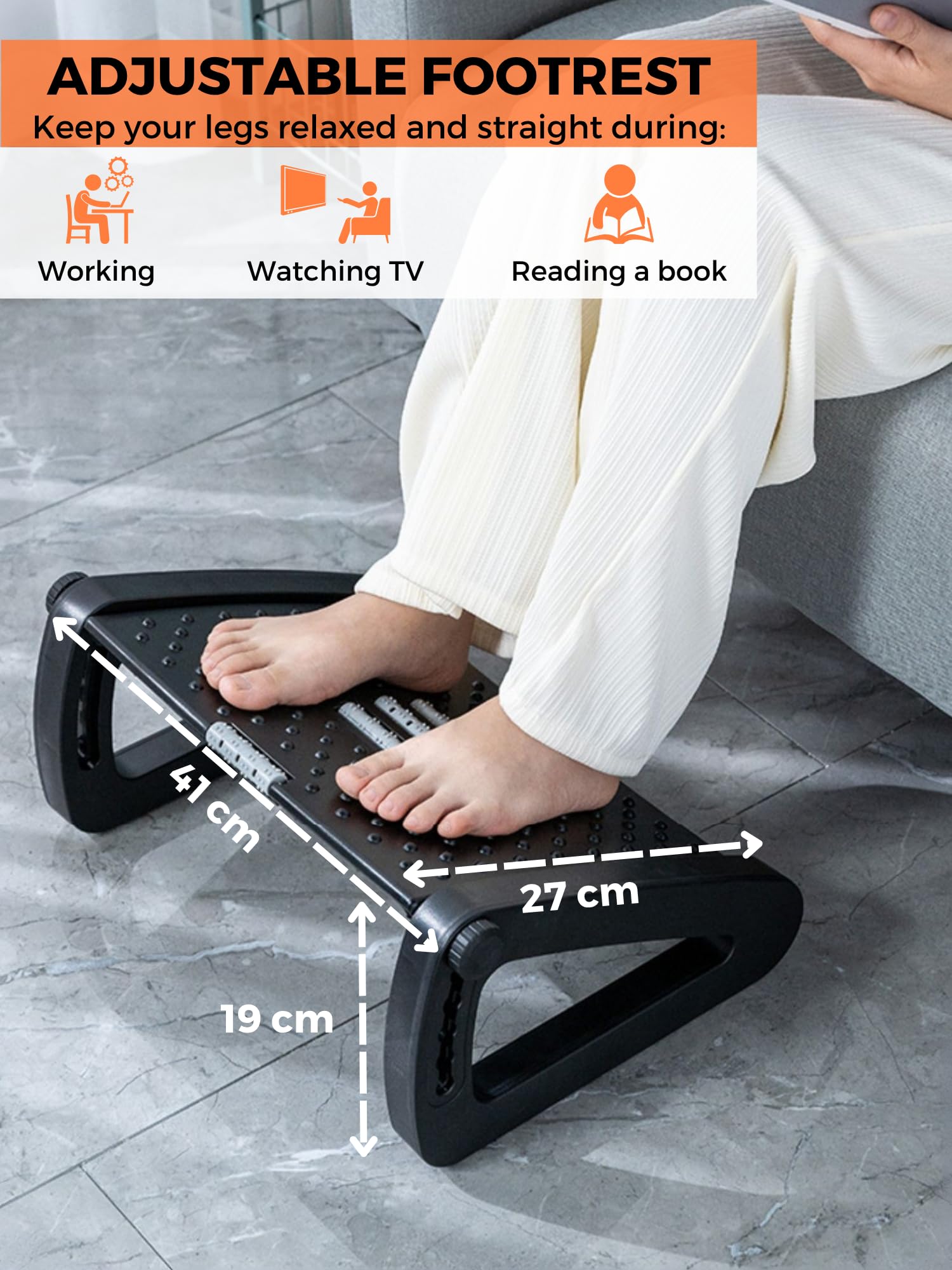 Repose-Pieds Ergonomique Réglable sous Bureau avec Fonction Massage Antidérapant