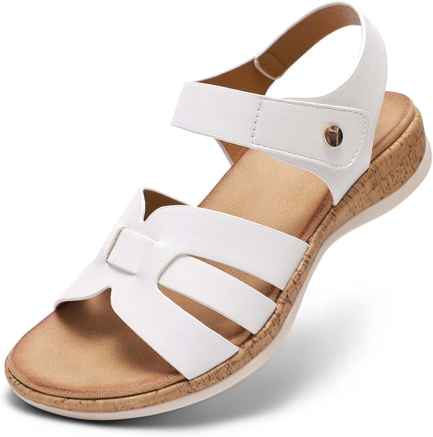 Littleplum Women's Sandals Arch Support H-Band Flat Sandals Adjustable Summer Dressy Footwear Comfort Walking Shoes for Beach,Travel