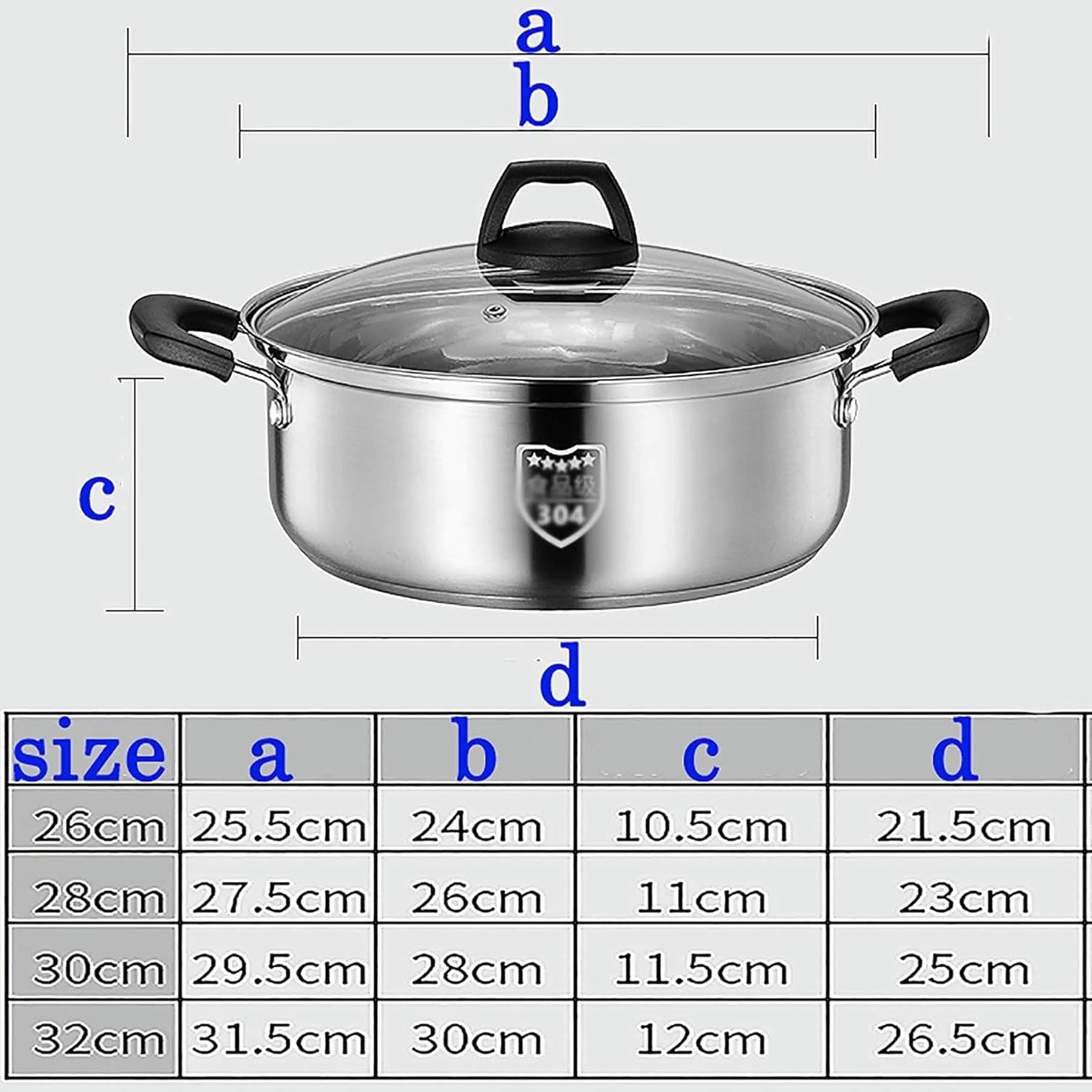 Olla Caliente/Olla para Sopa De Acero Inoxidable 304 De Doble Fondo, Antiadherente para Uso Doméstico, Cocina De Inducción A Gas，32cm