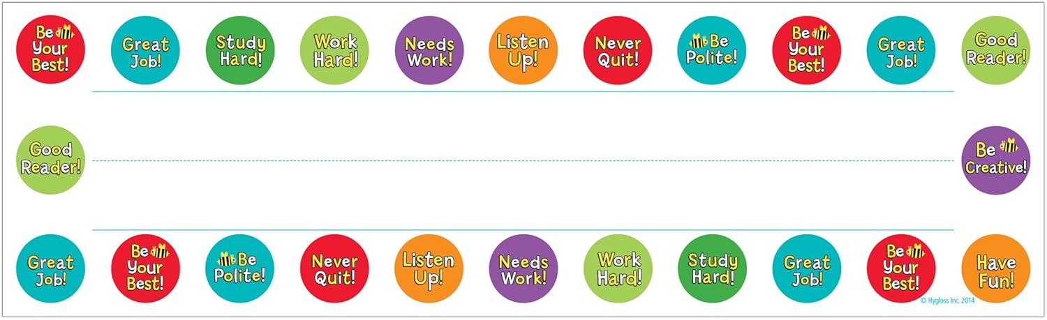 Hygloss Products Be Your Best Kids Name Plates for Desks Cubbies Lockers – 9.5 x 2-7/8 Inch, 36 Pack