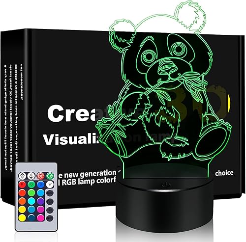 BASSI Lámpara de regalo de panda, luz nocturna que cambia de 16 colores, juguete de panda a control remoto para niños, regalos de cumpleaños y